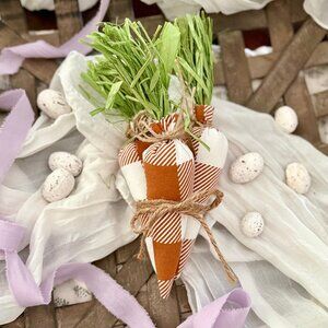 Set/4 Orange & White Fabric Carrot